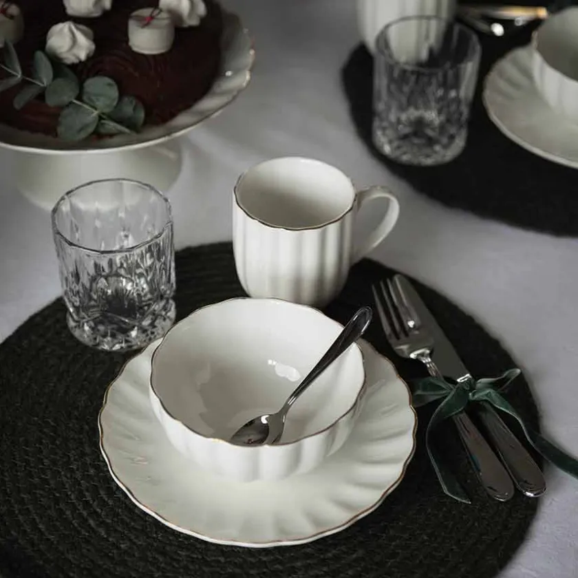 NOVA Lilly Bolle 13cm Hvit m/Gullkant