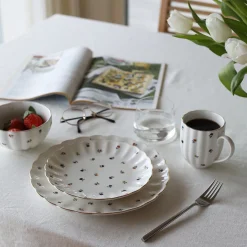 NOVA Lilly Tallerken m/ Blomster og Gullkant 26cm Hvit Discount