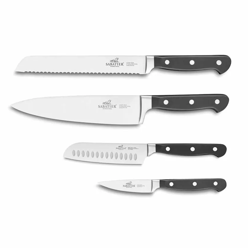 SABATIER Pluton Knivsett 4 Kniver Sort Clearance