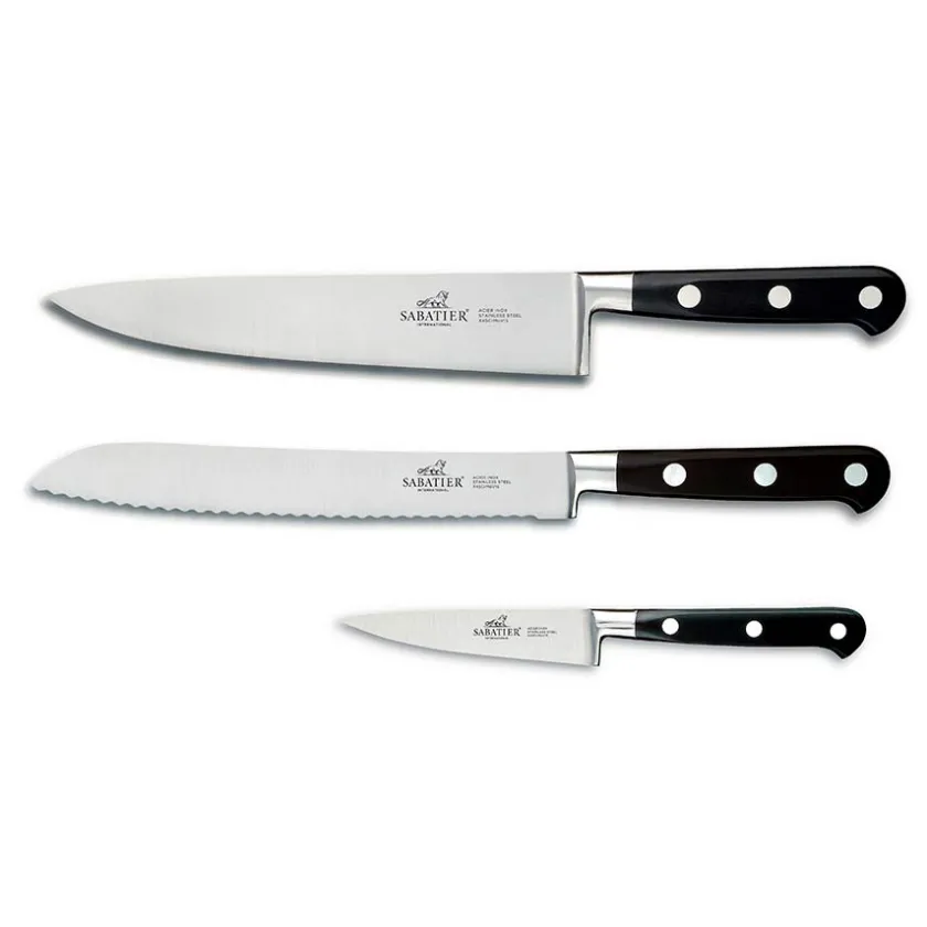 SABATIER Licorne Knivsett 3 Kniver Stål/Svart Online