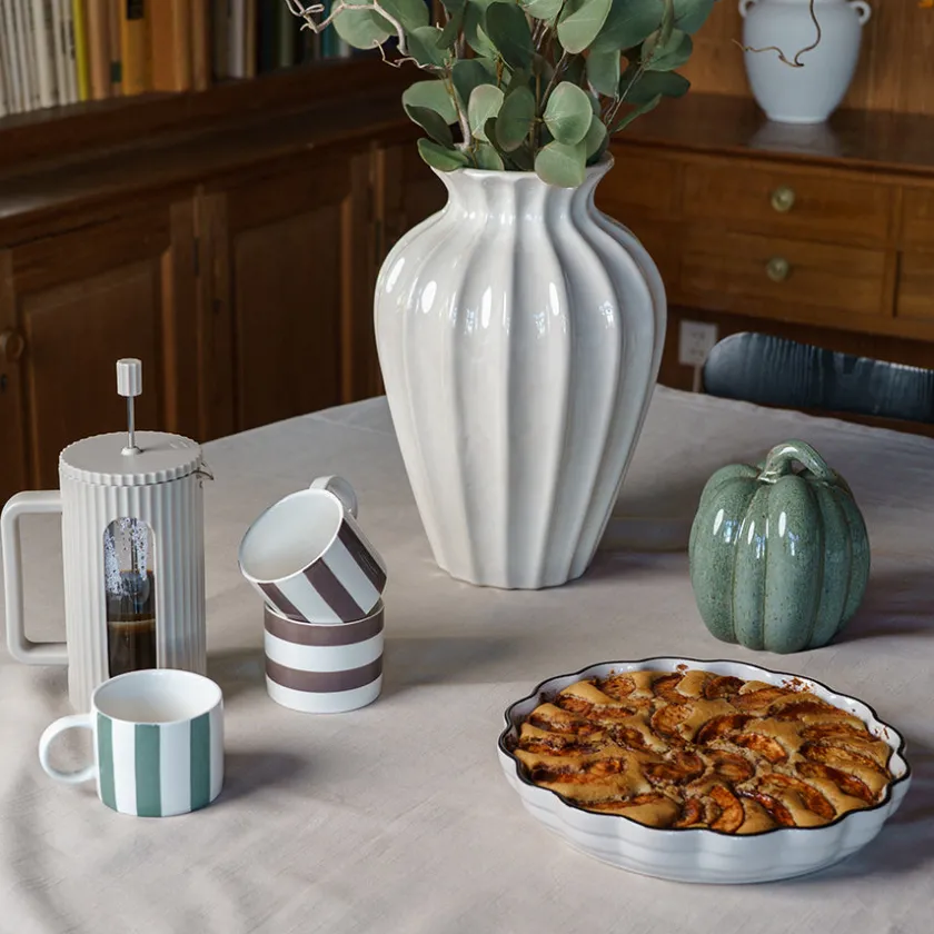 SEASONS Fall Collection Krus 28cl Stående Striper Grønn Outlet