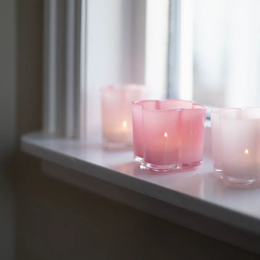 SEASONS Love Collection Lyslykt Blomst 8x8,5cm Mørk Rosa Discount