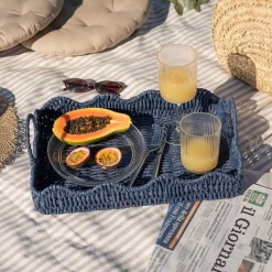 SEASONS Summer Collection Kurv Bølge Bambus 41cm Blå Discount