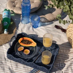 SEASONS Summer Collection Kurv Bølge Bambus 41cm Blå Discount