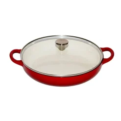 CHRISTIANIA 1739 Støpejernsgryte med Glasslokk 3,9L Rød New