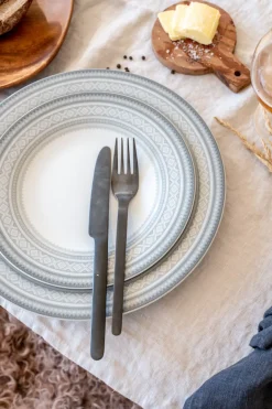 PORSGRUNDS PORSELÆNSFABRIK TALLERKEN FLAT 22 CM GRÅ - 4PK Online