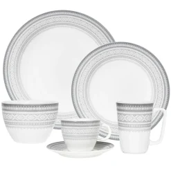 PORSGRUNDS PORSELÆNSFABRIK TALLERKEN FLAT 22 CM GRÅ - 4PK Online