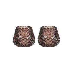 CHRISTIANIA 1739 Telysholder Furu Glass 6,5cm Brun 2pk Clearance